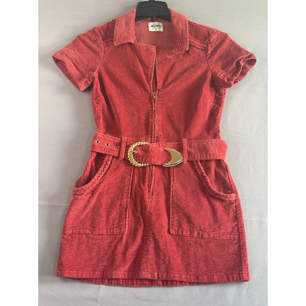 Revolve Show Me Your Mumu Outlaw! Rose Corduroy Front Zip Belted Mini Dress M